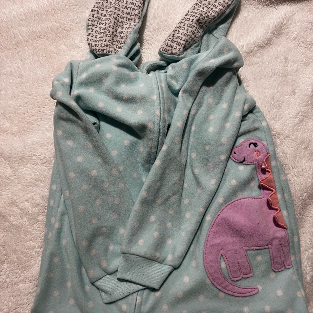 Carter's Mint Green Dinosaur Hooded Onesie